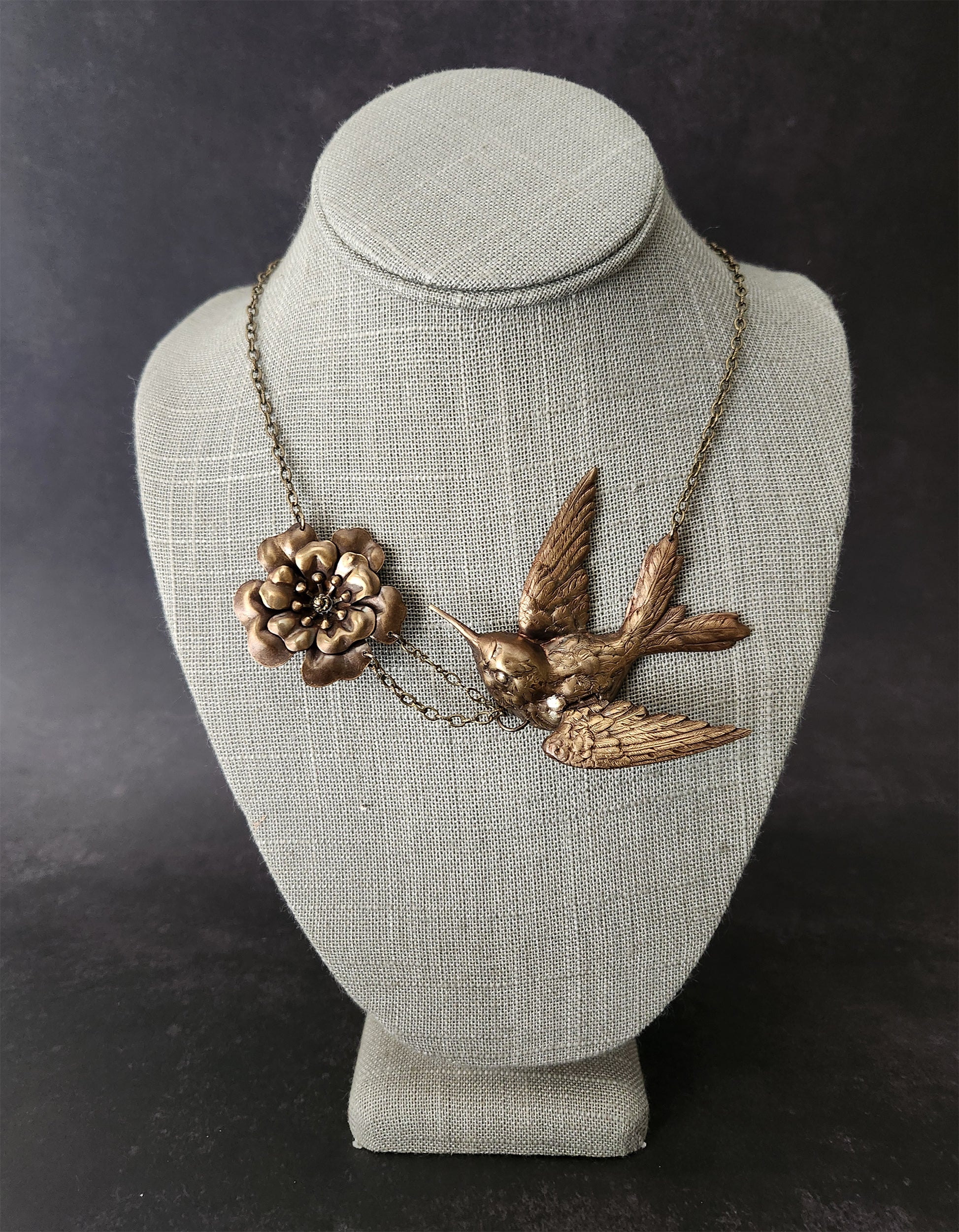 large hummingbird flower necklace