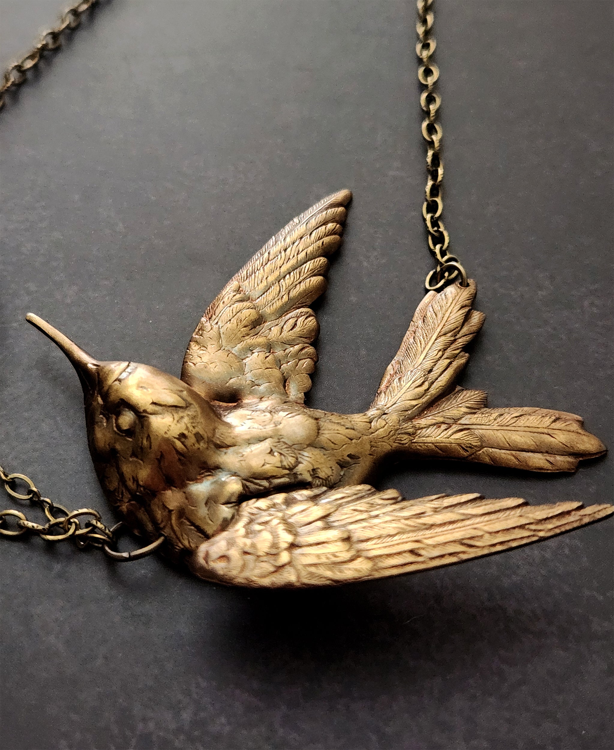 large hummingbird flower necklace