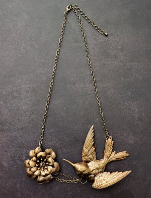 large hummingbird flower necklace