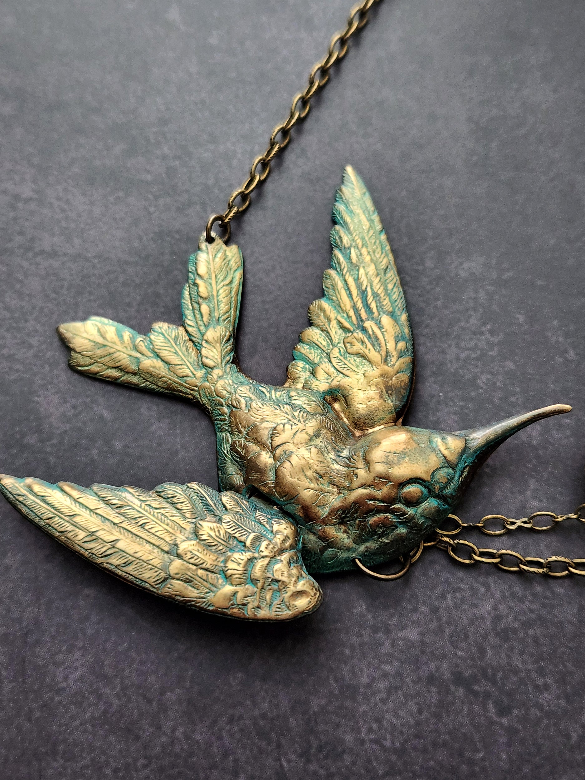 large hummingbird flower necklace