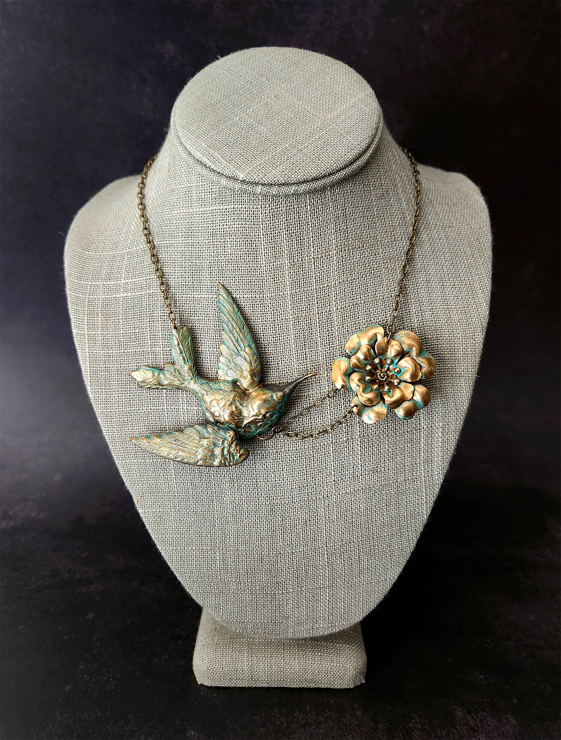 large hummingbird flower necklace