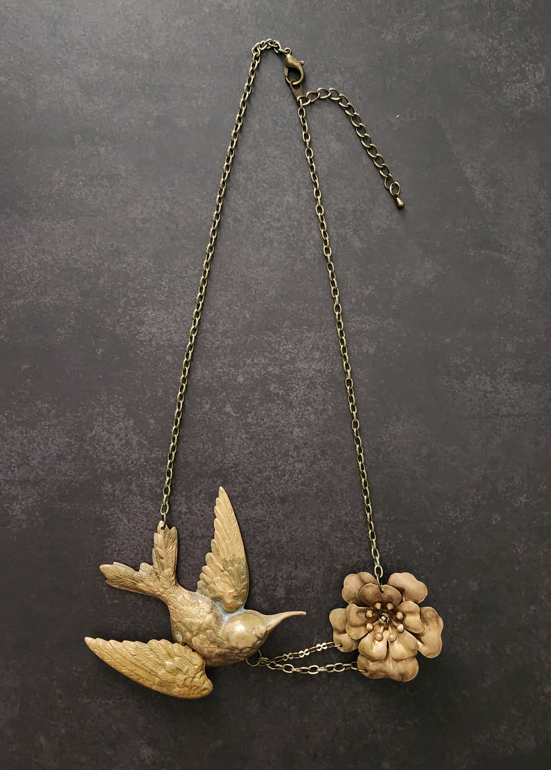 large hummingbird flower necklace