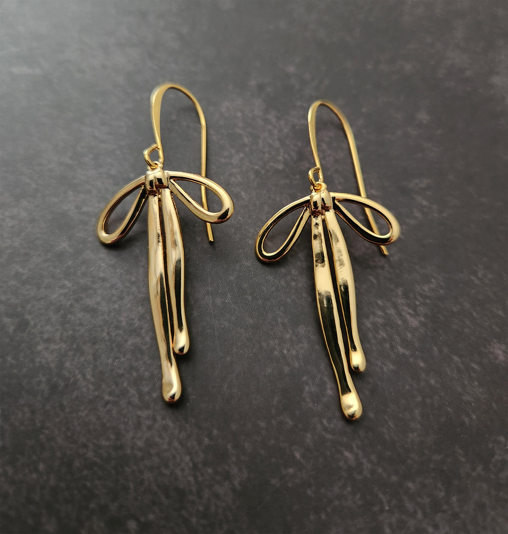 gold bow earrings