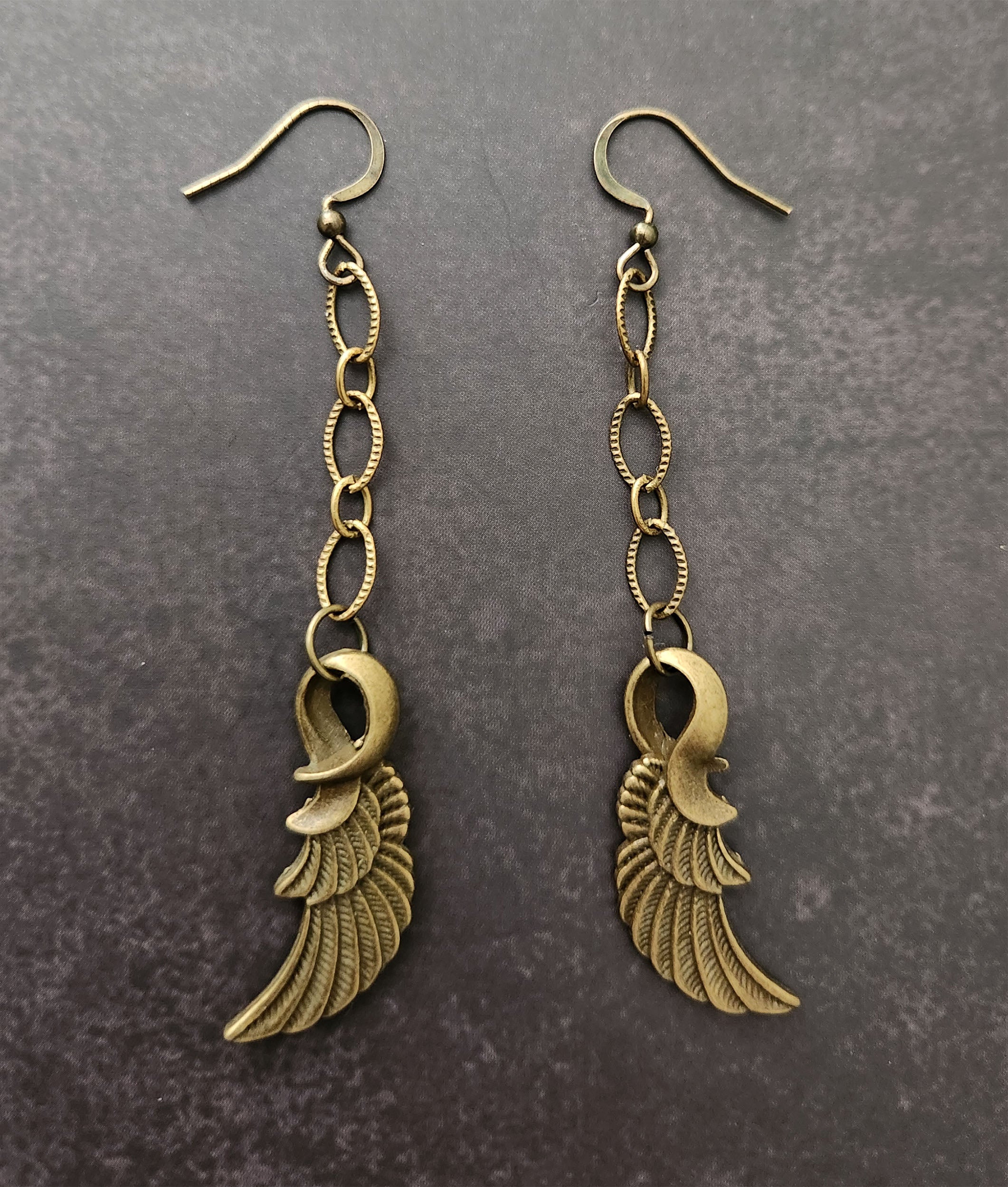 bronze angel wing earrings