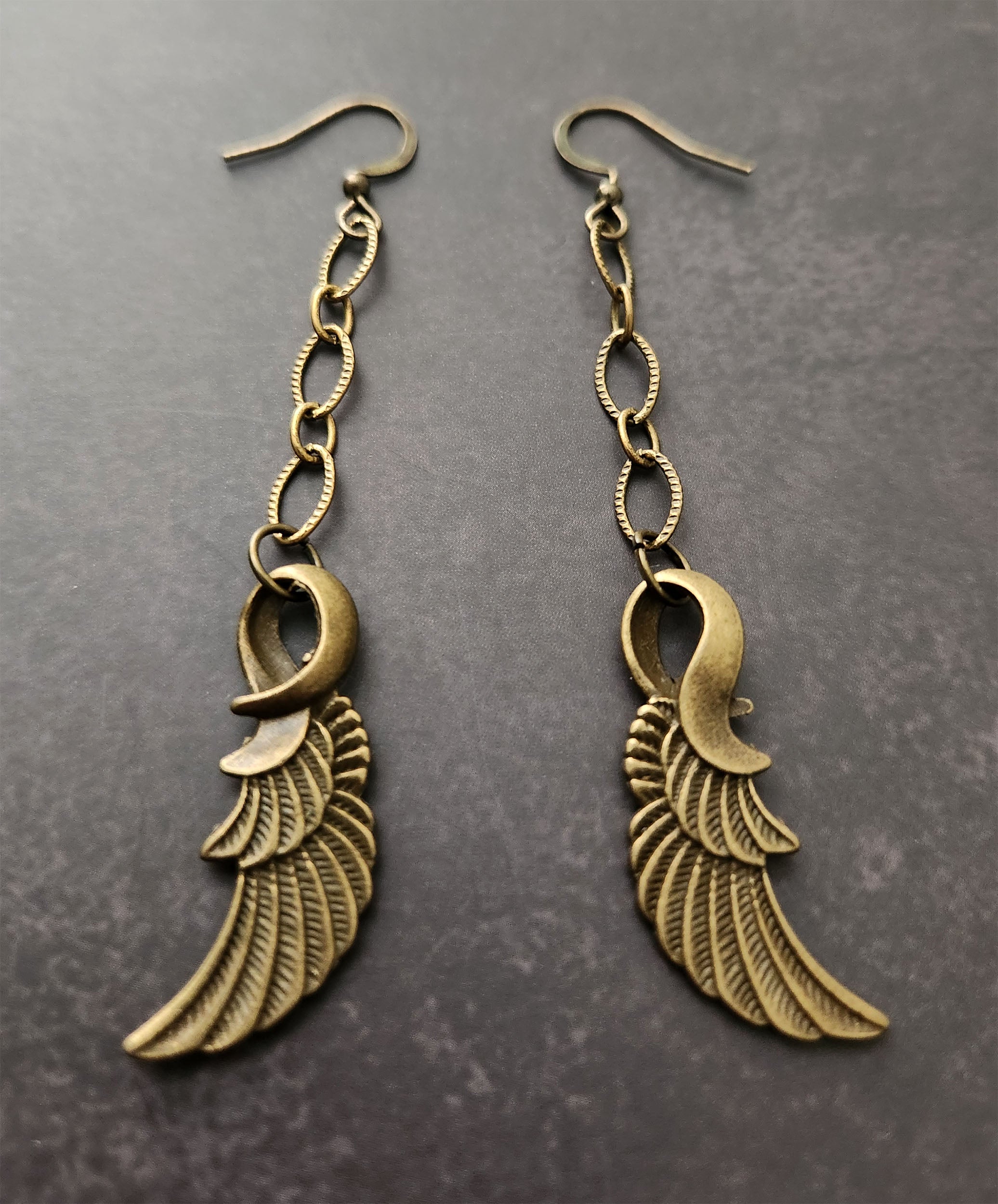 bronze angel wing earrings