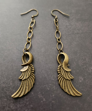 bronze angel wing earrings