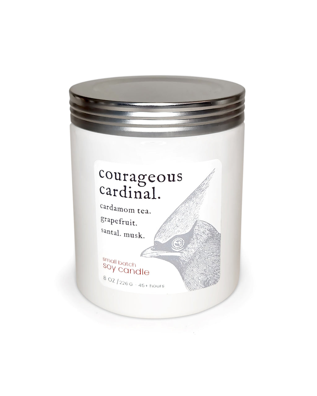courageous cardinal ~ soy candle.