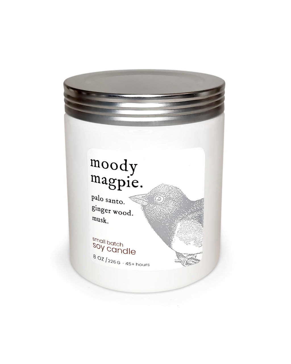 moody magpie ~ soy candle.