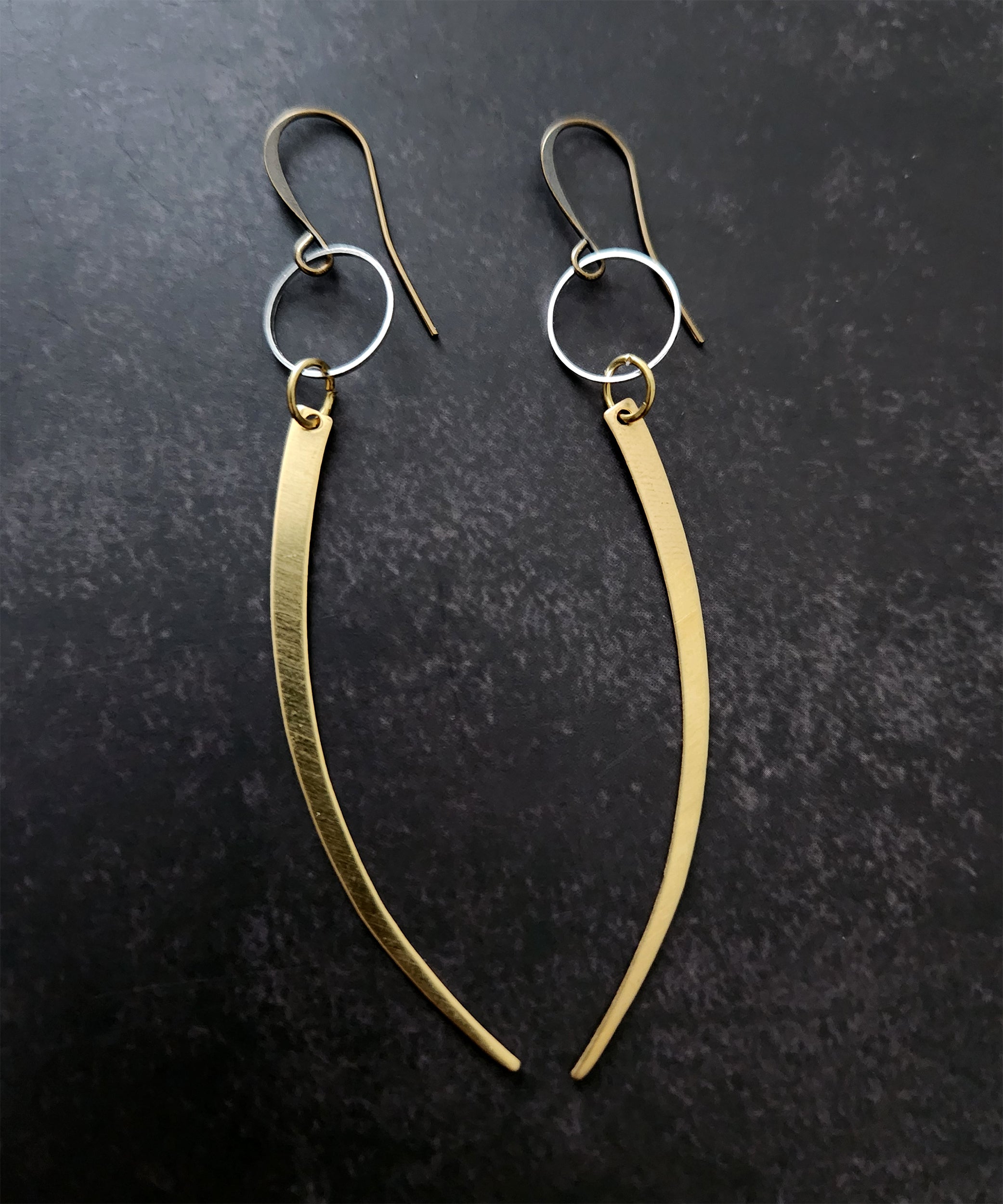 silver circle arch earrings