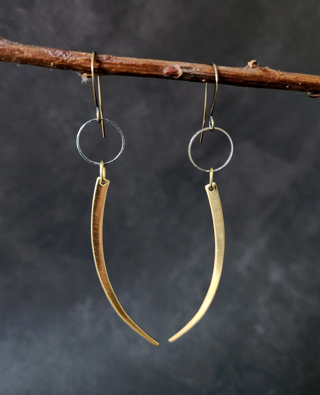 silver circle arch earrings