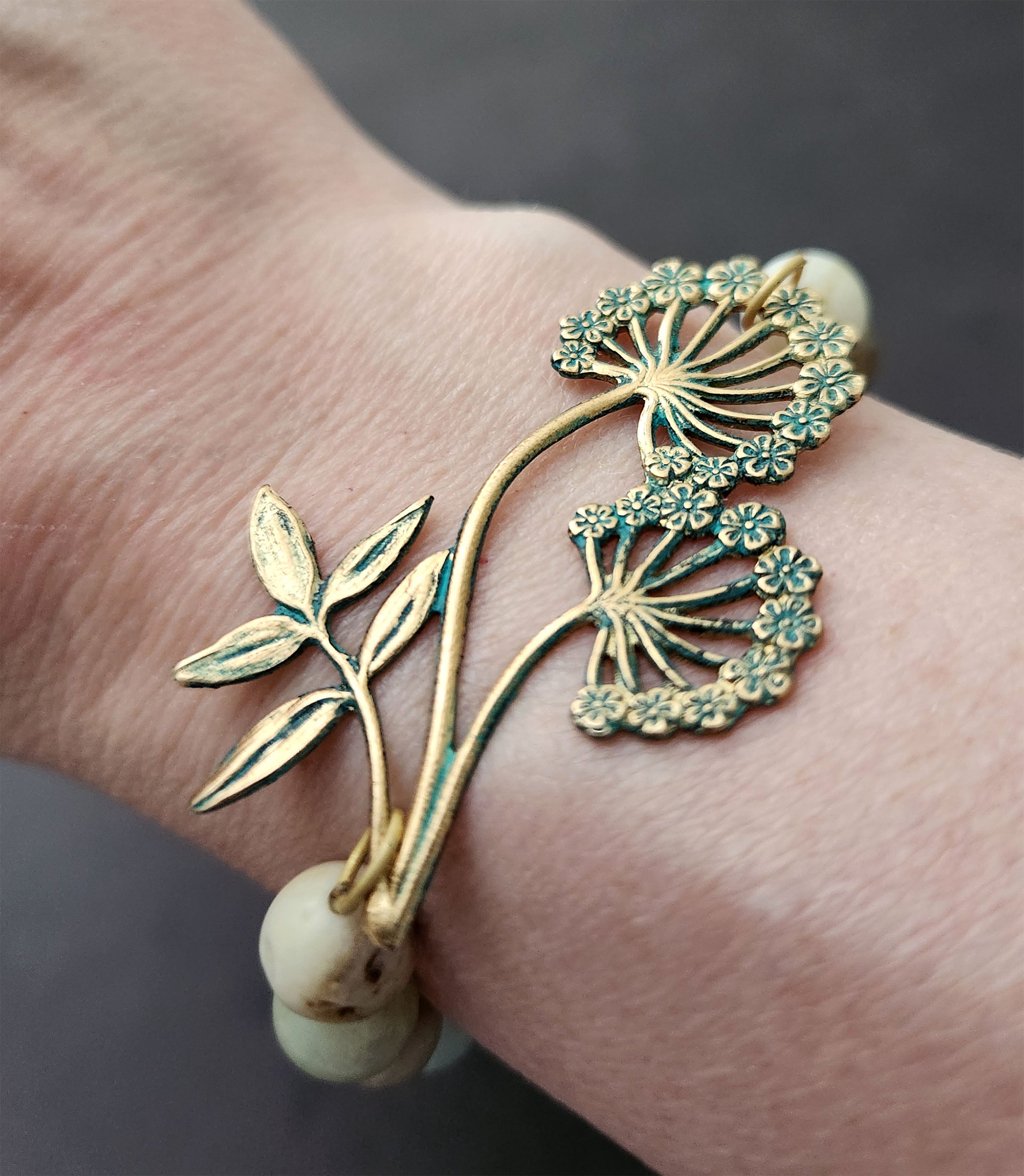 dandelion flower amazonite bracelet