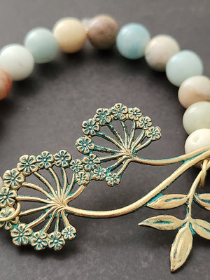 dandelion flower amazonite bracelet