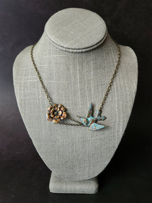 lil hummingbird flower necklace