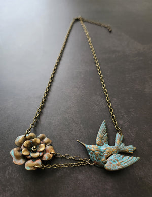 lil hummingbird flower necklace