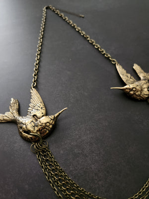 twin hummingbirds necklace