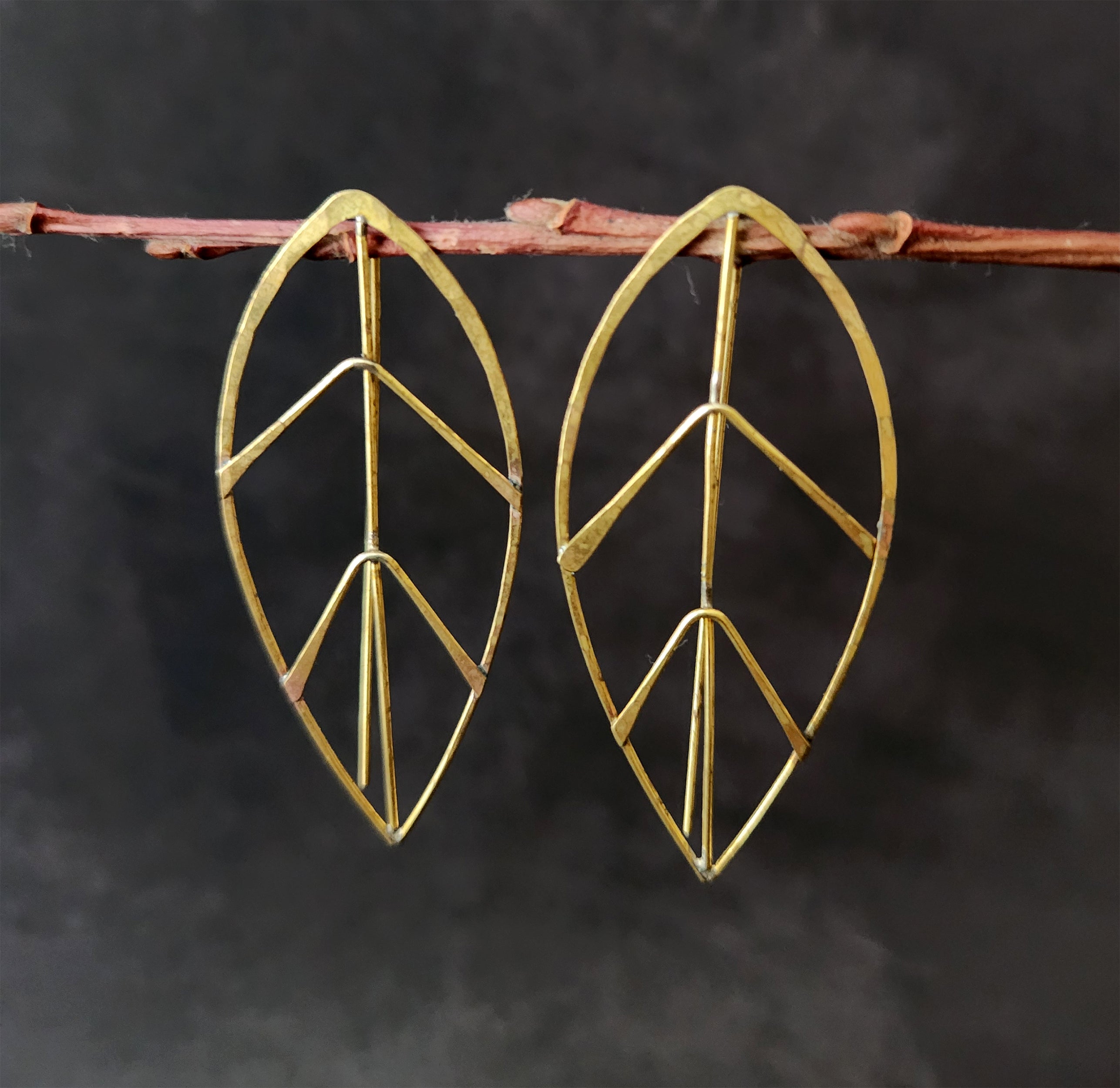 hammered leaf earrings