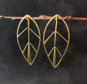 hammered leaf earrings