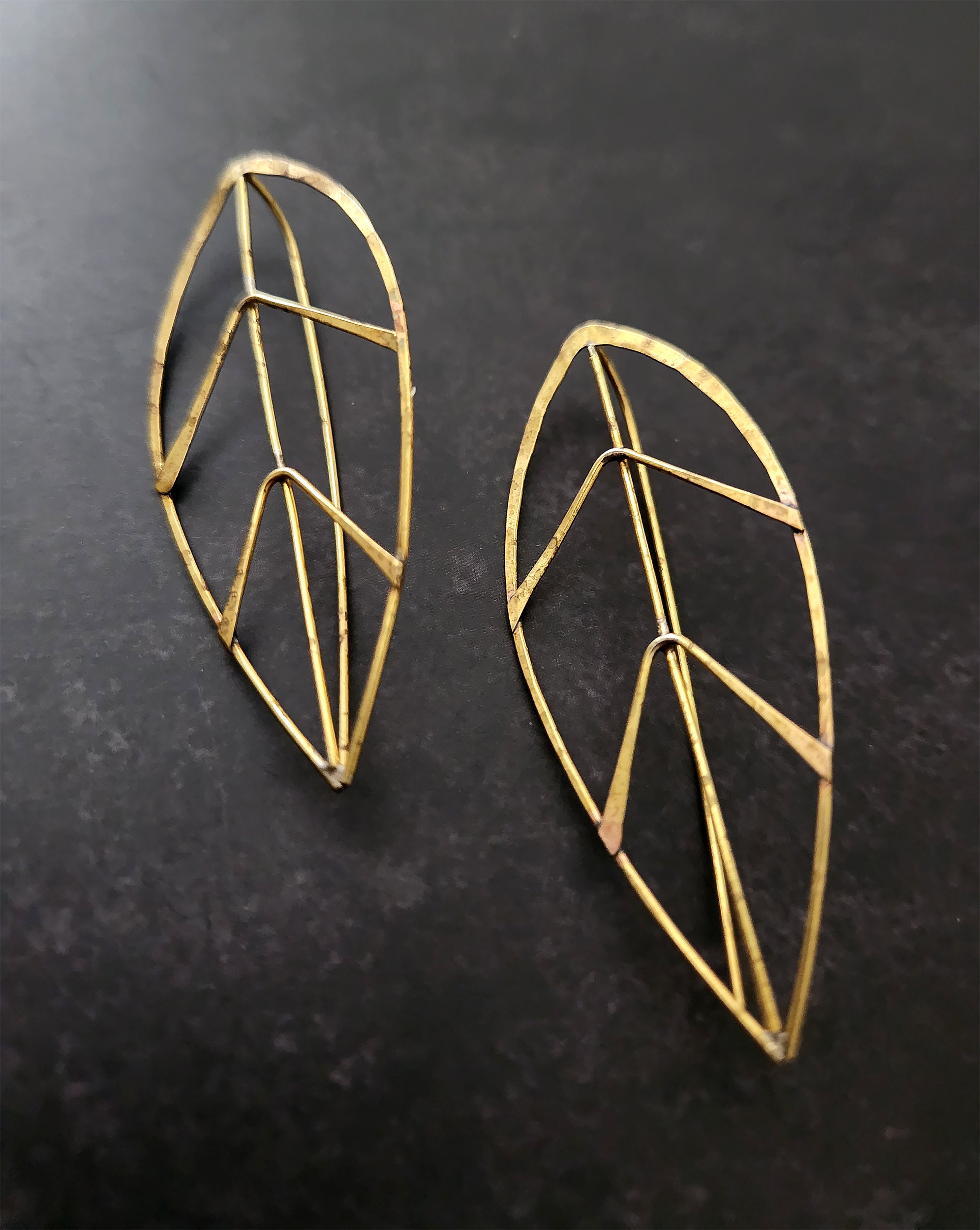 hammered leaf earrings