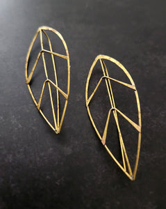 hammered leaf earrings