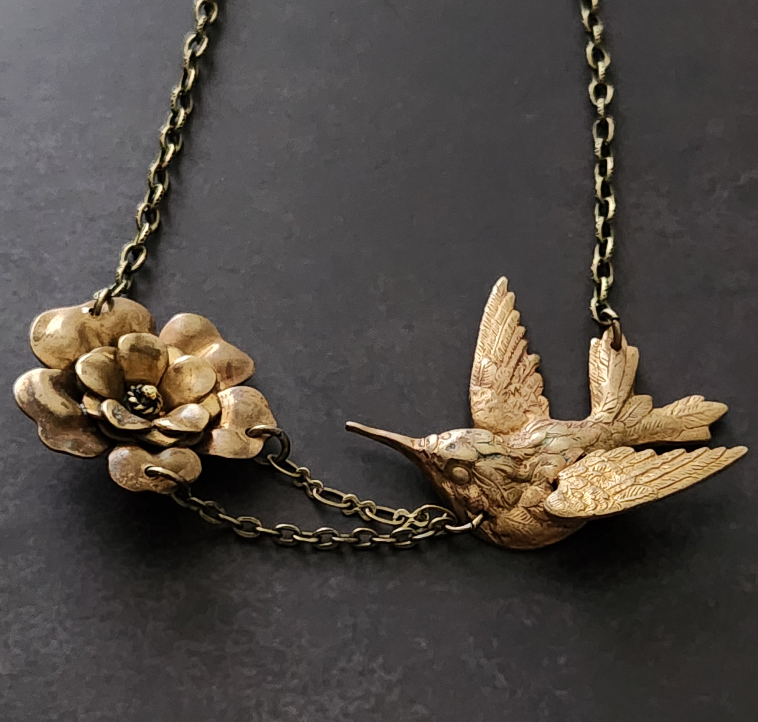 lil hummingbird flower necklace