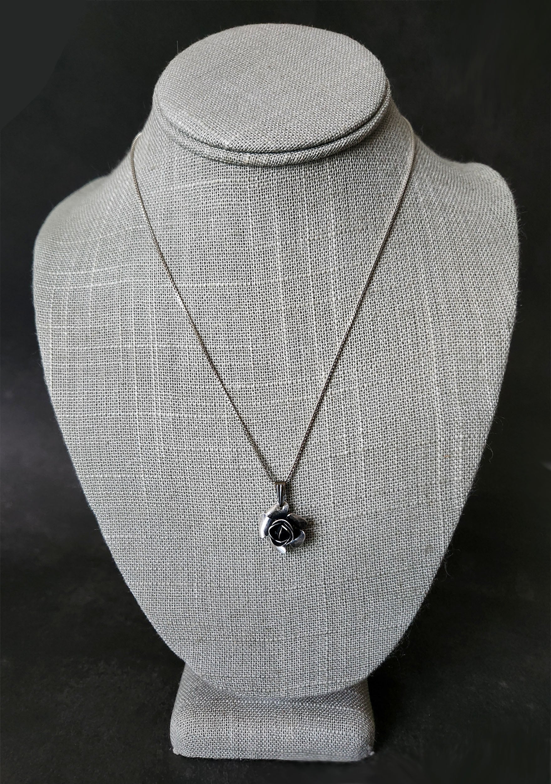 silver rose necklace