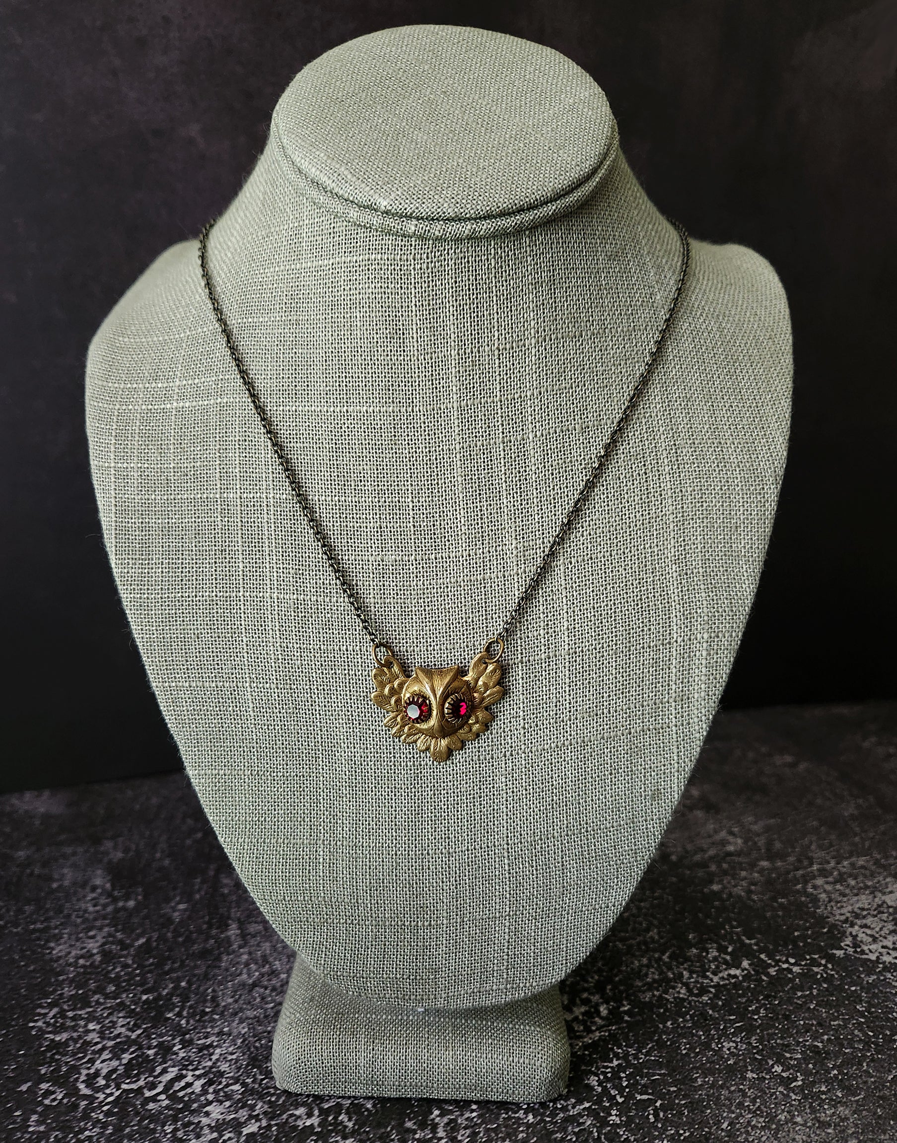 ruby eye owl necklace