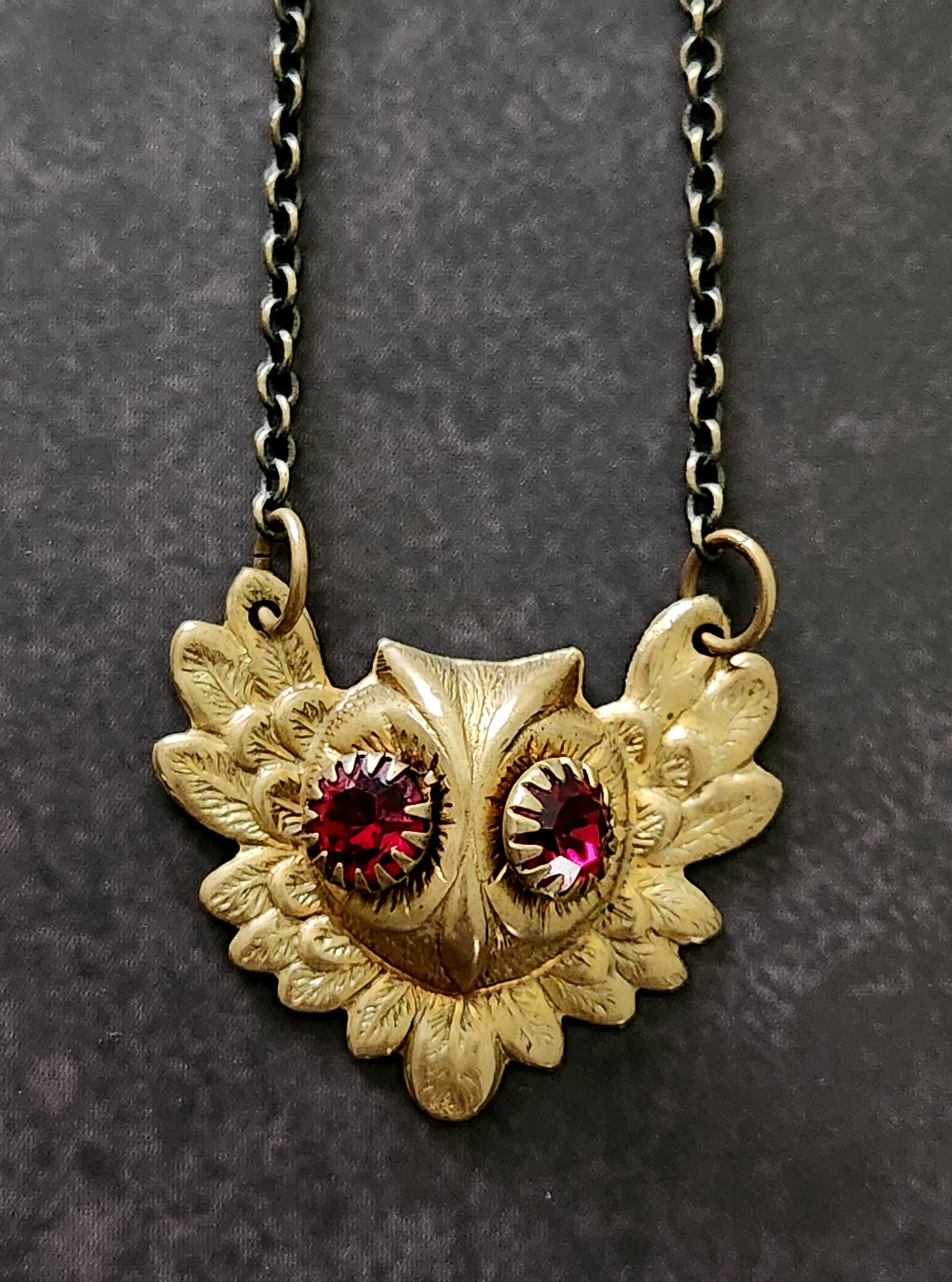 ruby eye owl necklace