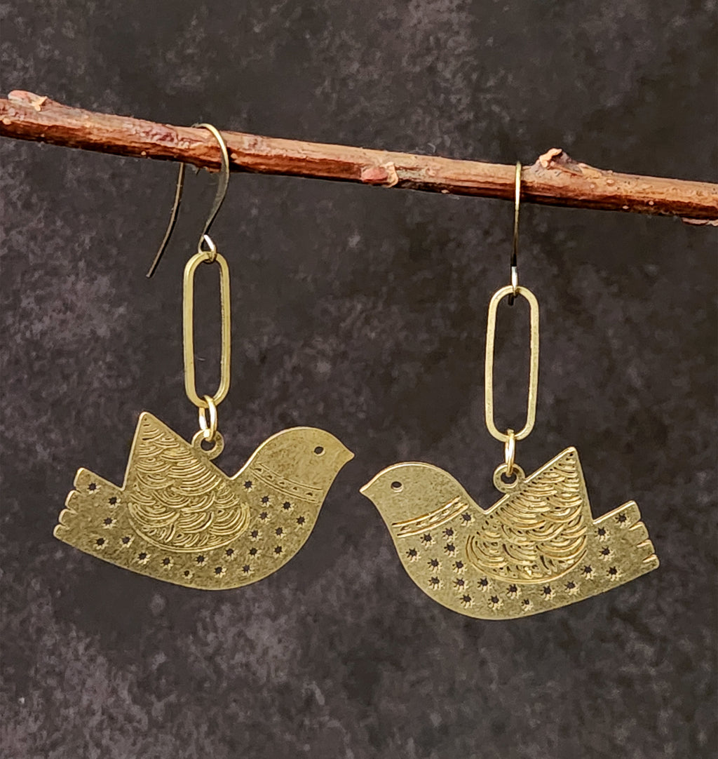 starry night bird earrings