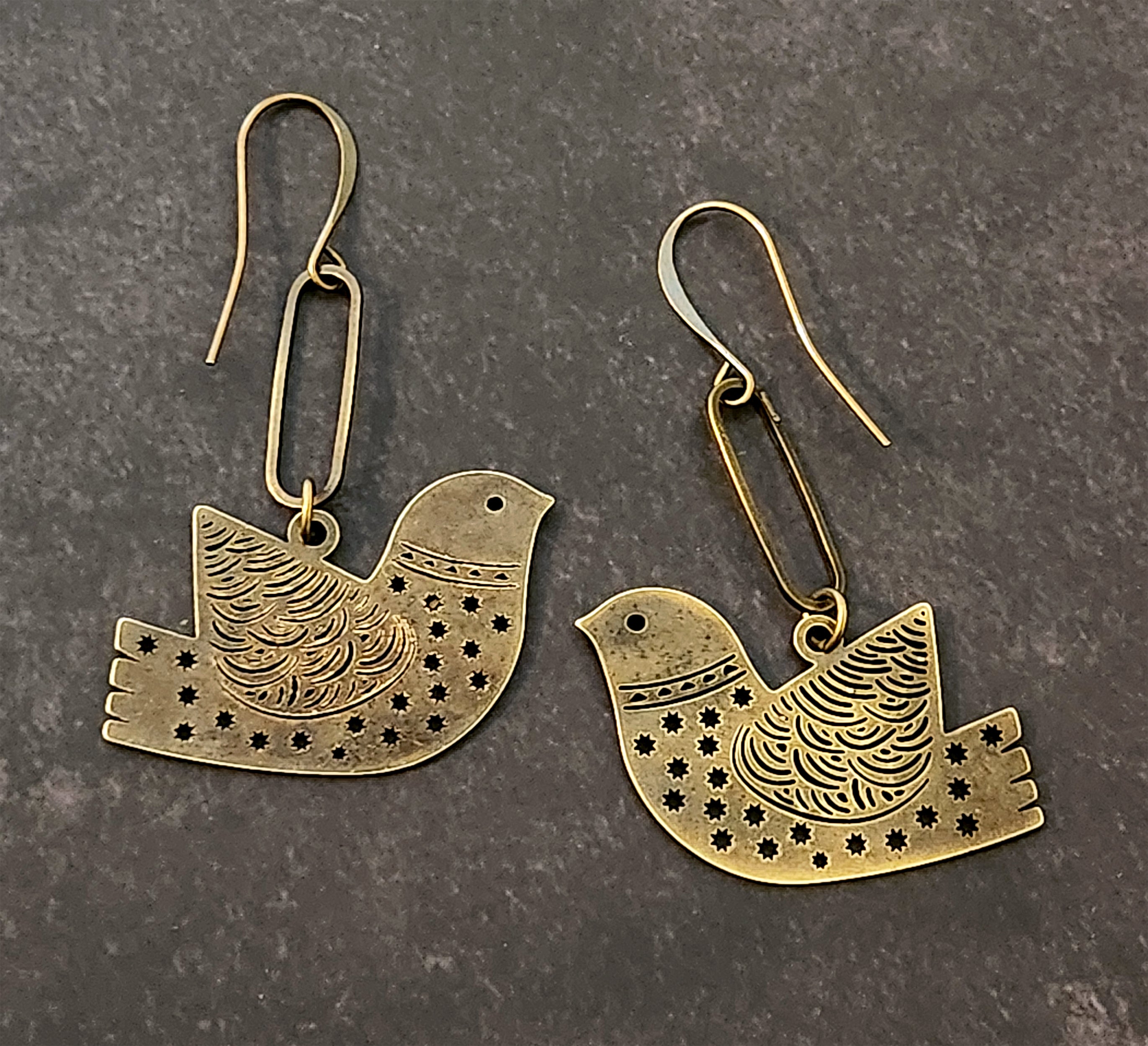 starry night bird earrings