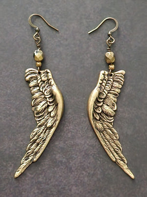 golden angel wing earrings